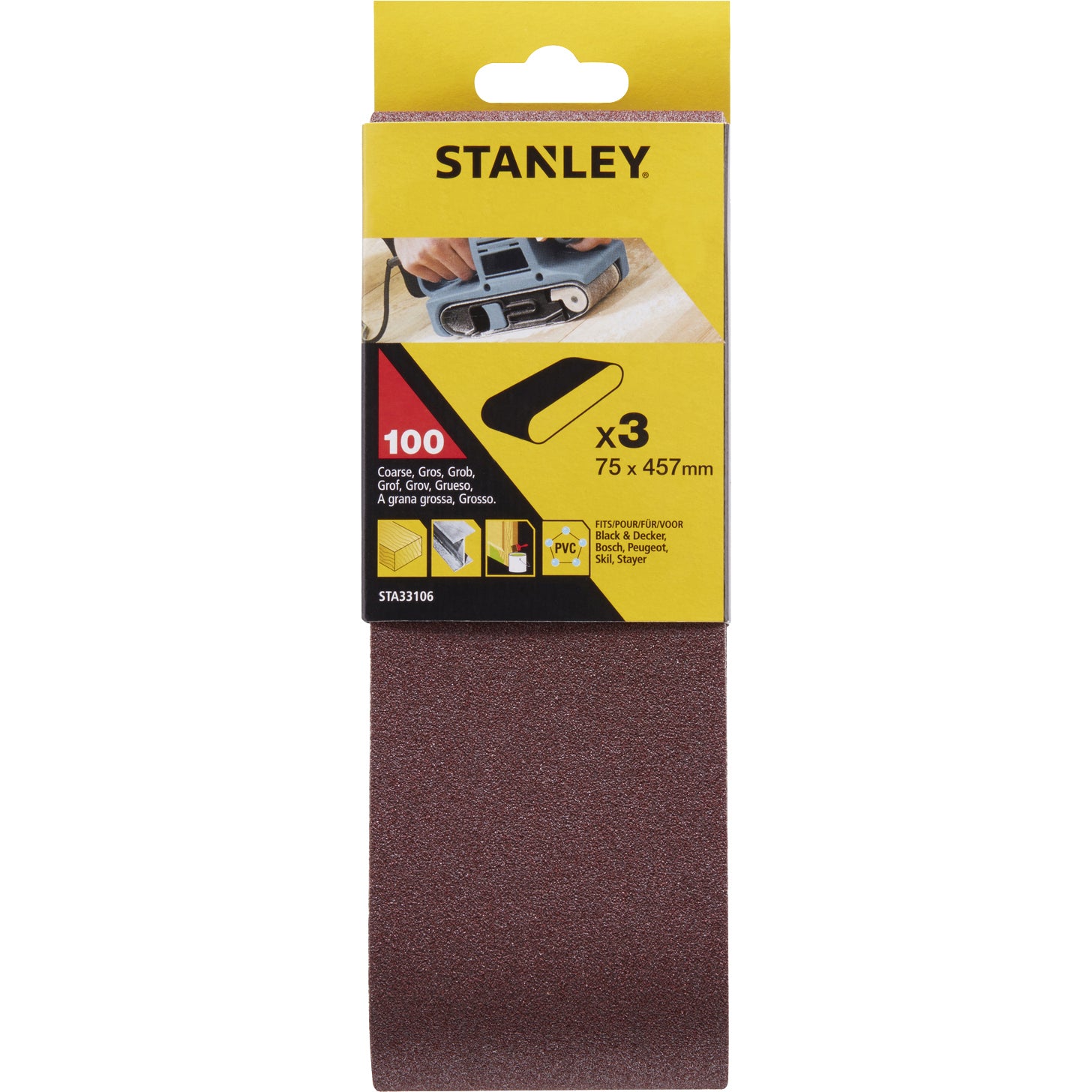 PIRANHA/STANLEY STA33106 (X33106)  3 NASTRI 75X457 GR.100 STANLEY PZ 1,0