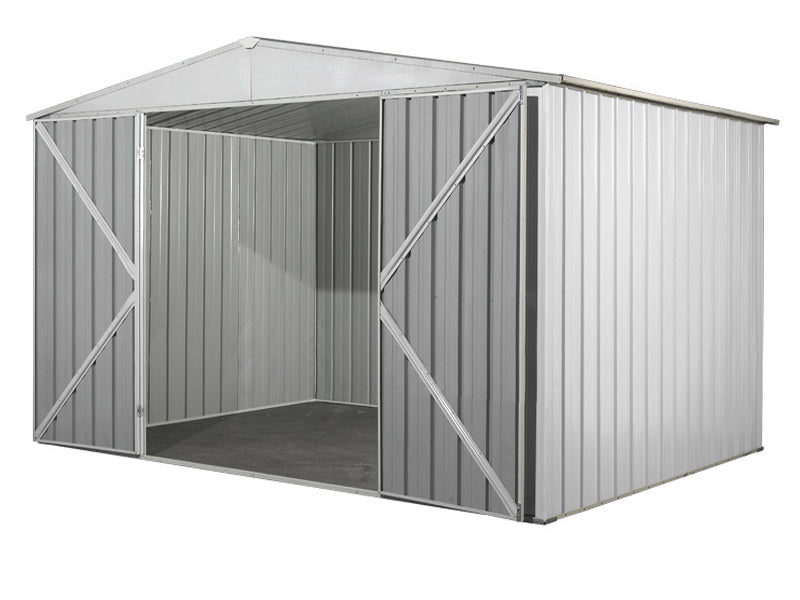 Casetta Box da Giardino in Lamiera di Acciaio Porta Utensili 360x175x215 cm Enaudi Bianco