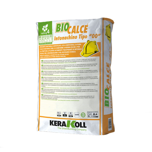 Biocalce Intonachino Tipo 00-Rasante Naturale Certificato In Pura Calce Ideale Per La Finitura Di Intonaco 25 Kg-Kerakoll