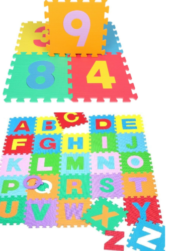 SET PUZZLE TAPPETINO PER BAMBINI GIOCO NUMERI LETTERE GOMMA