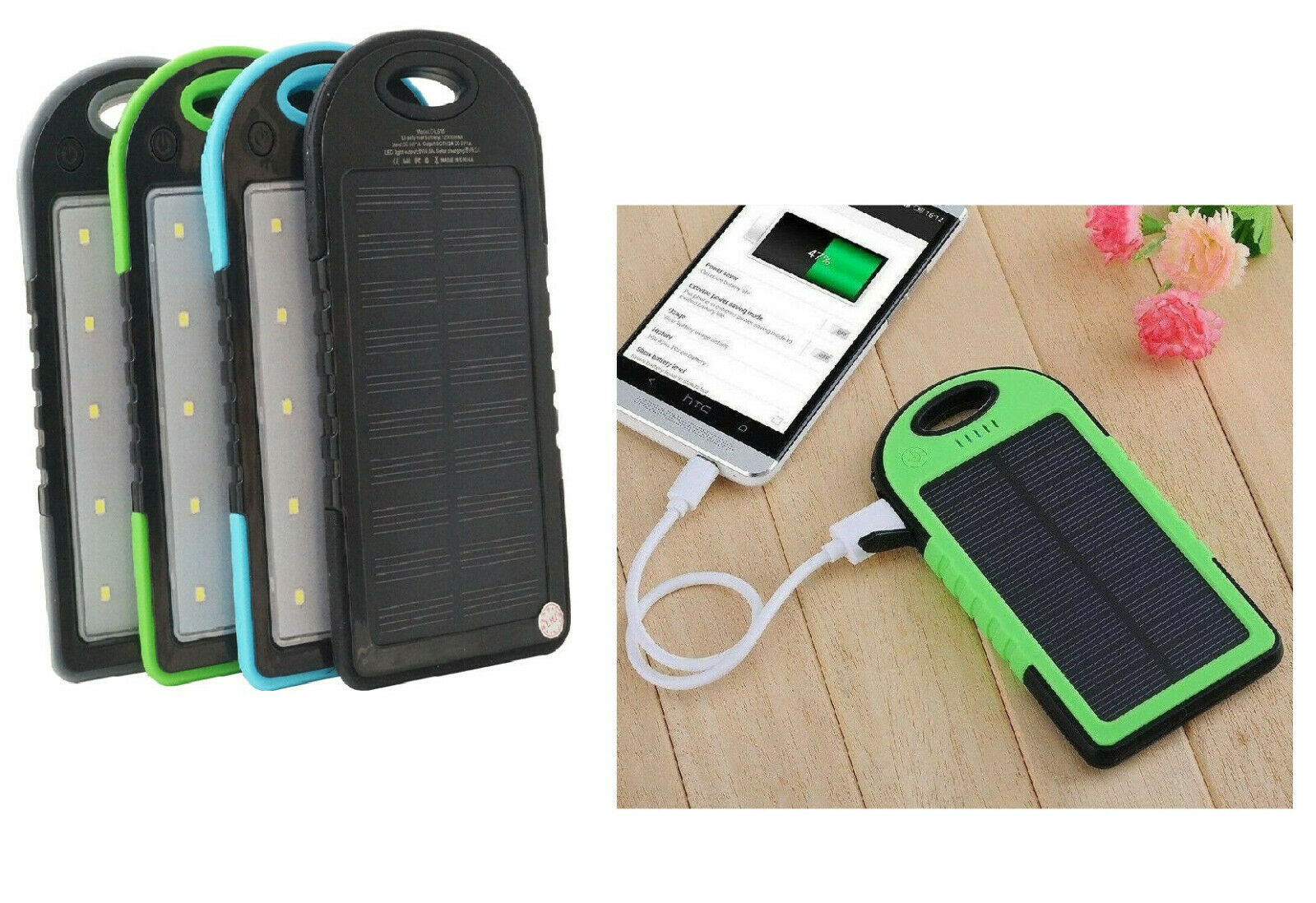 POWER BANK SOLARE CARICABATTERIE IMPERMEABILE TORCIA LED A 3 MOD 18000mAh