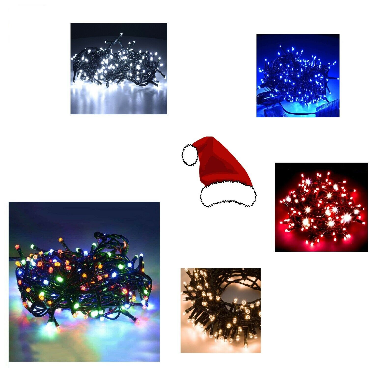 LUCI LED PER ALBERO DI NATALE da 100 a 500 LED BIANCO BIANCA FREDDO MULTI COLOR