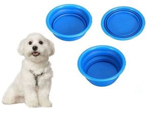 CIOTOLA SILICONE PIEGHEVOLE CANI GATTI DA VIAGGIO TRASPORTO CIBO ACQUA Colore: Blu