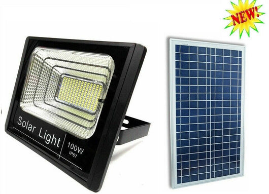 FARO FARETTO ENERGIA CREPUSCOLARE 100W LED SMD CON PANNELLO SOLARE RICARICABILE