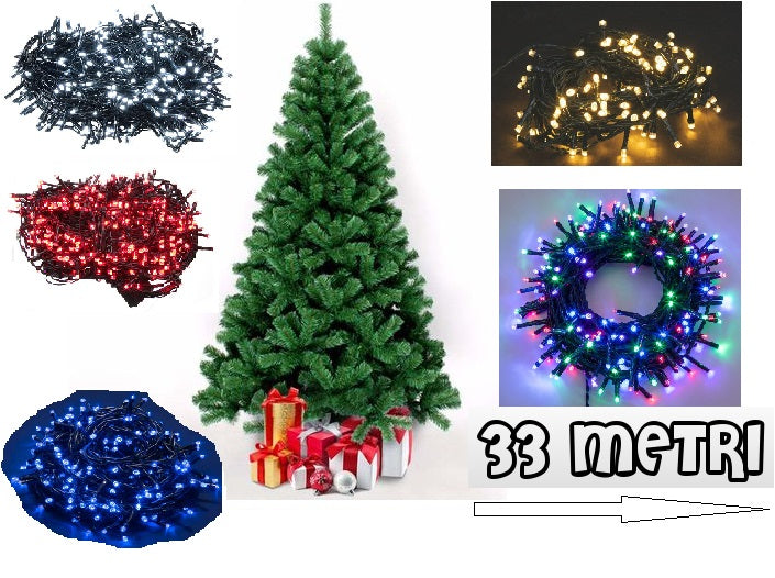 LUCI DI NATALE ALBERO 500 LED 33 METRI BIANCO CALDO FREDDO BLU ROSSO MULTICOLOR Colore: Rosso