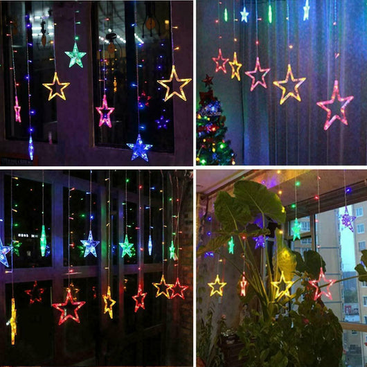 CATENA STELLA LUMINOSA LUCE MULTICOLOR NATALE FESTE ADDOBBI STELLE LUCI LED