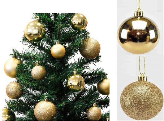 ADDOBBI PER ALBERO DI NATALE PALLINE ORO 8 CM GLITTER LUCIDE DORATE Tipologia: 24 Palline