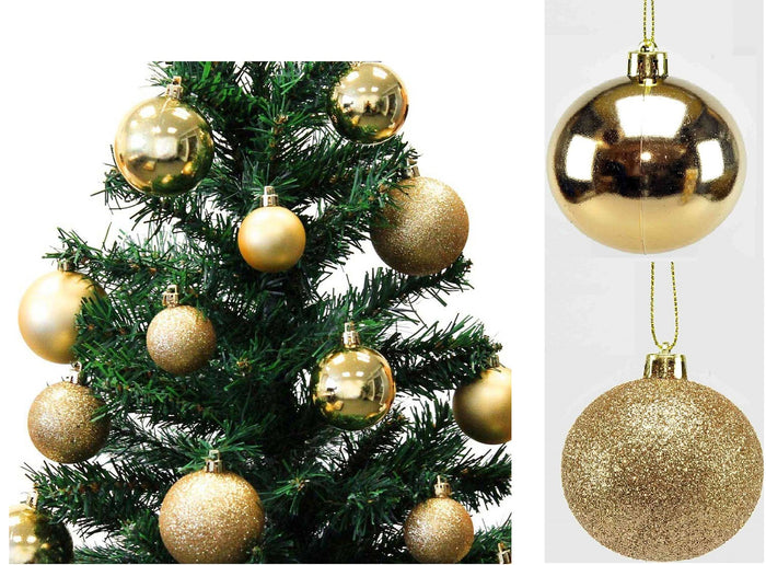 ADDOBBI PER ALBERO DI NATALE PALLINE ORO 8 CM GLITTER LUCIDE DORATE Tipologia: 6 Palline