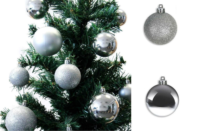 ADDOBBI PER ALBERO DI NATALE PALLINE ARGENTO 8 CM GLITTER LUCIDE Tipologia: 6 Palline