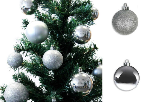 ADDOBBI PER ALBERO DI NATALE PALLINE ARGENTO 8 CM GLITTER LUCIDE Tipologia: 12 Palline