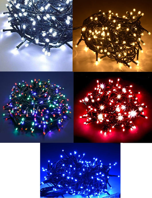 LUCI DECORAZIONI NATALIZIE 200 LED BIANCO FREDDO CALDO BLU ROSSO MULTICOLOR ALBERO NATALE MINILUCCIOLE Colore: Bianco