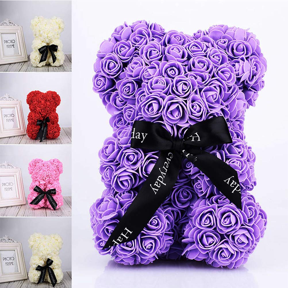 Orso Di Rose Artificiali Teddy Bear 25Cm San Valentino Anniversario Regalo Vari Colori Colore: Viola