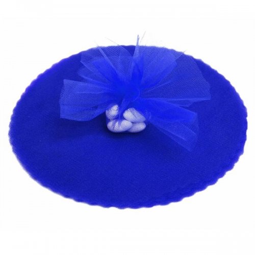 50X Velo Veli Blu Di Fata Tulle Organza Tondo Veletti Bomboniere Fai Da Te Confetti