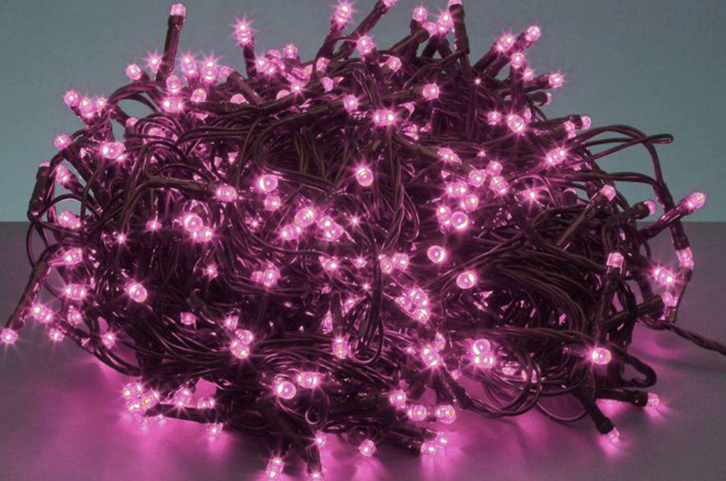 Catena Luminosa Rosa Pink 500 Led 30 Metri Da Interno Ed Esterno con 8 Funzioni Per Illuminazione Casa, Albero di Natale e Vetrine