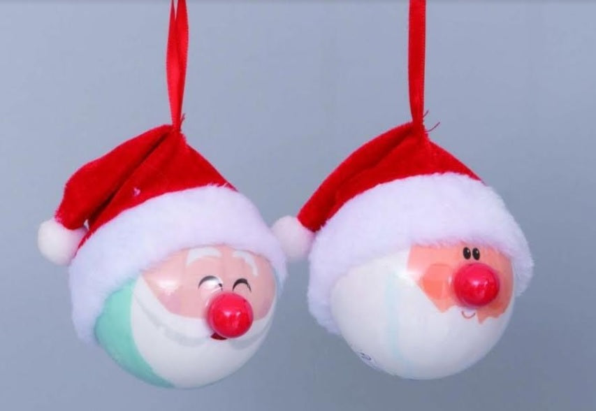 2 Palline Palla Sfera Natalizia per Albero di Natale Decorazione Babbo Natale Christmas