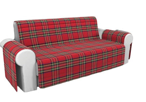 Copridivano Trapuntato Salva Divano Scozzese Rosso Tartan Divano 2 Posti