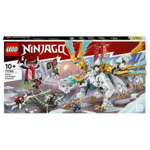 Lego ninjago 71786 drago di ghiaccio di zane 2in1 con drago giocattolo e guerriero action figure, kit modellismo per bambini