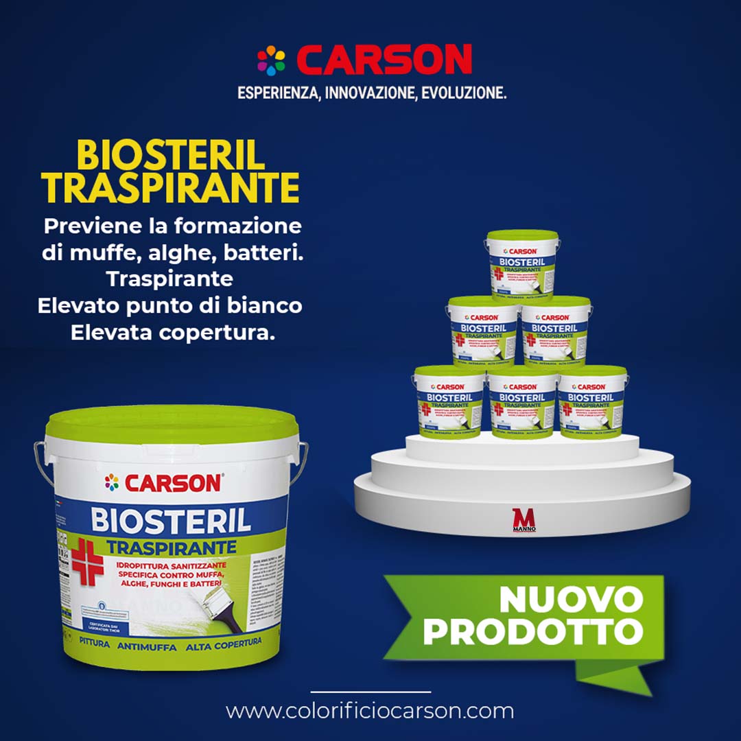 Idropittura Certificata antimuffa Pittura bianca Carson Biosteril traspirante 4 lt