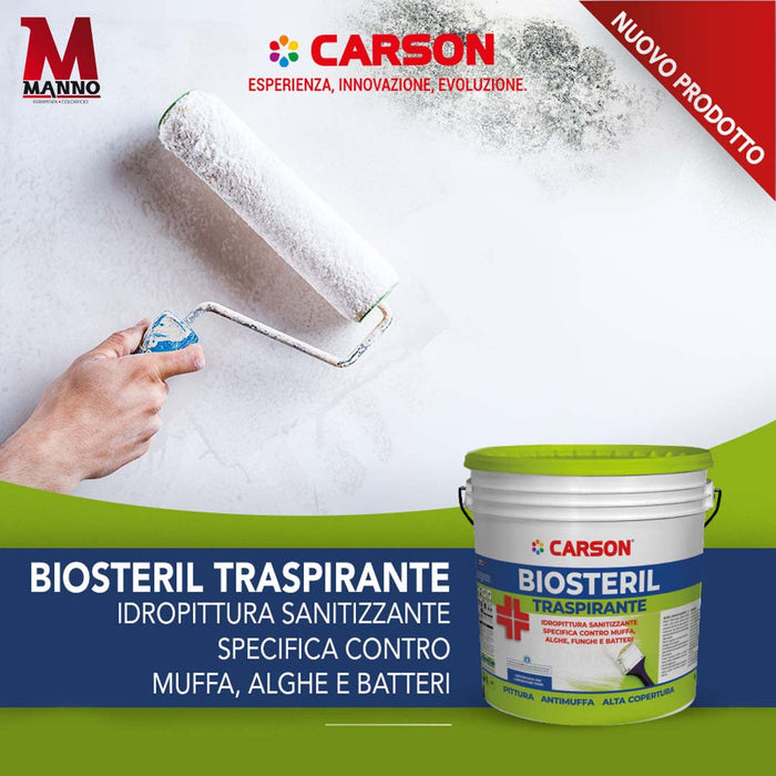 Idropittura Certificata antimuffa Pittura bianca Carson Biosteril traspirante 4 lt