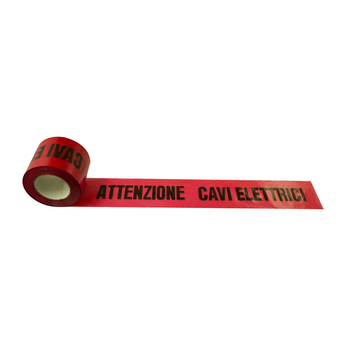 Nastro Di Segnalazione Sotterranea 'Attenzione Cavi Elettrici' Lunghezza 200 Metri Ed Altezza 10Cm Colore Rosso-Ft