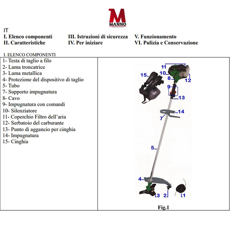 Decespugliatore a scoppio motore 2 tempi 52 CC - Ribimex