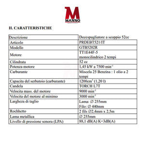 Decespugliatore a scoppio motore 2 tempi 52 CC - Ribimex