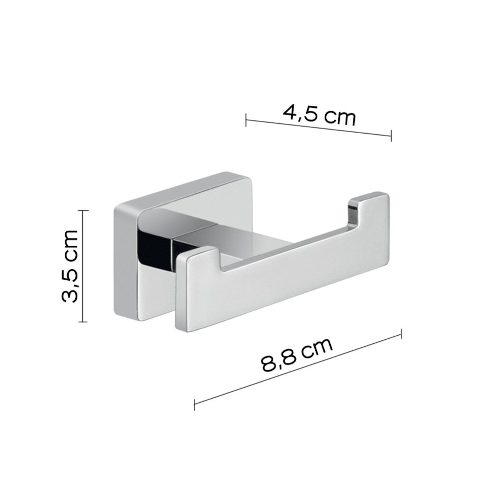 Appendiabiti doppio a parete in Acciaio Inox Gedy modello Atena - Cromato