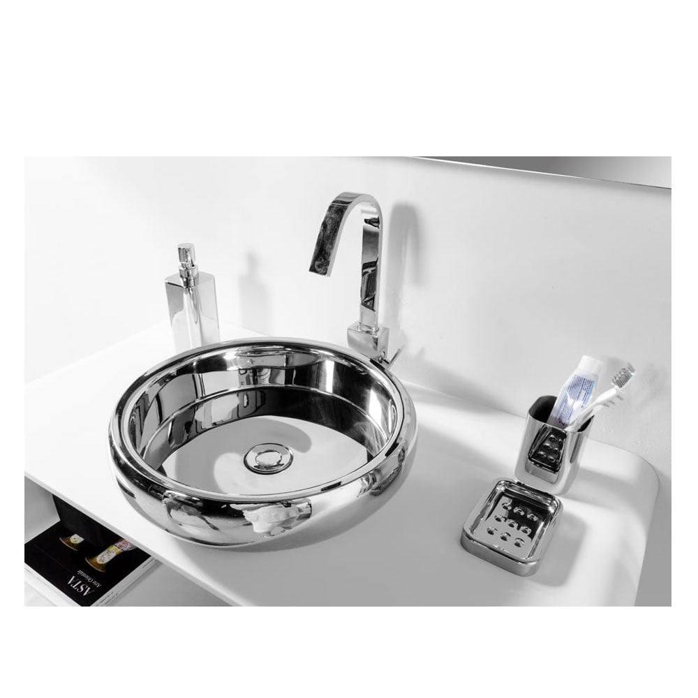 Lavandino da appoggio 'Ring Basin' in acciaio inox extra lucido cm 39x11h by Cipi