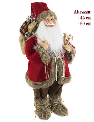 Pupazzo Babbo Natale Holly Rosso Statuetta Santa Claus Decorazione Natalizia Dimensioni: H 45 cm