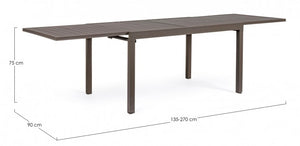 Tavolo Allungabile da Giardino 135-270x90x75h cm Pelagius Coffee