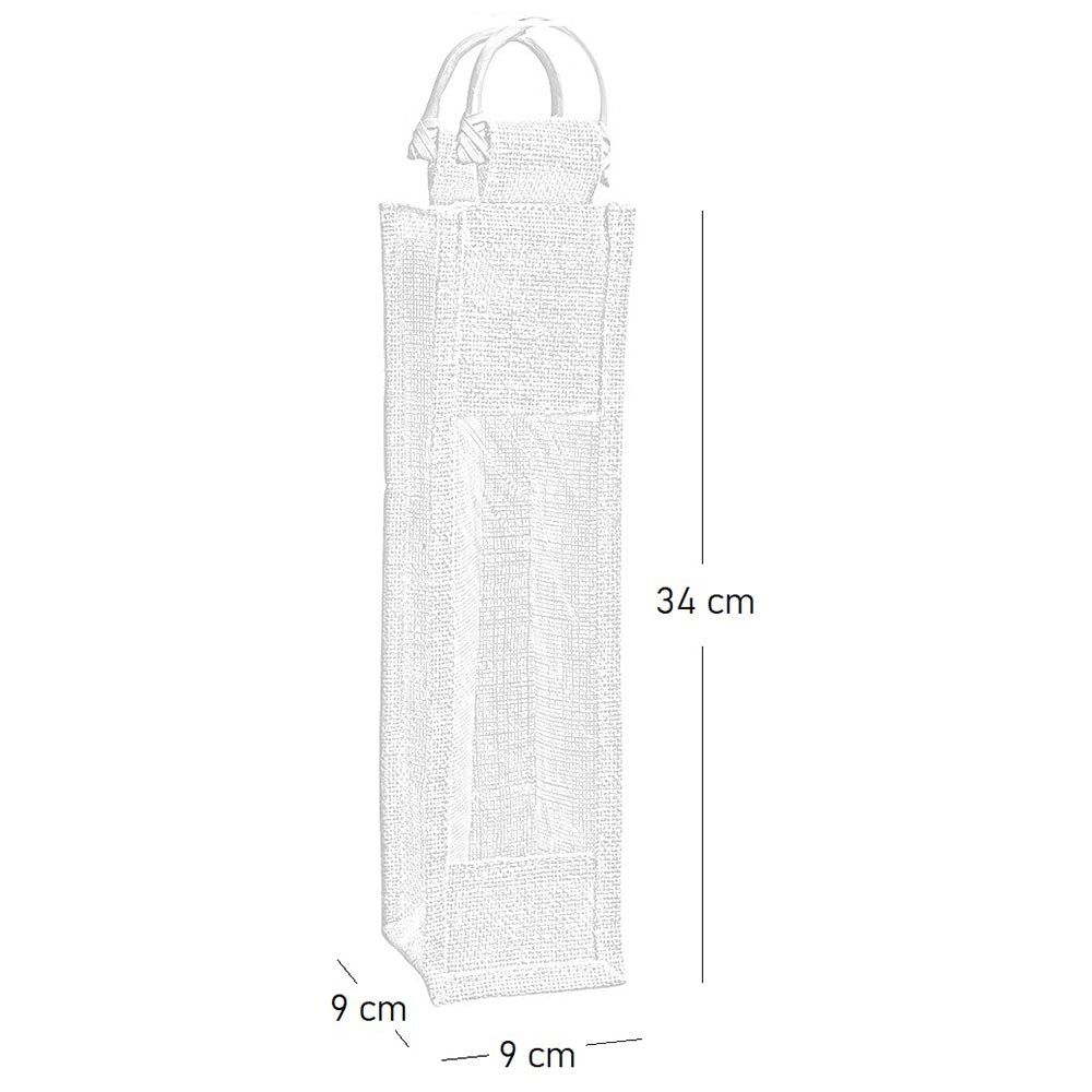 Portabottiglia in telo juta con manici in legno x 5 pezzi