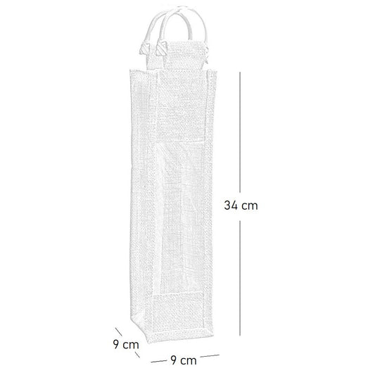 Portabottiglia in telo juta con manici in legno x 5 pezzi