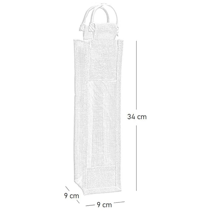 Portabottiglia in telo juta con manici in legno x 5 pezzi