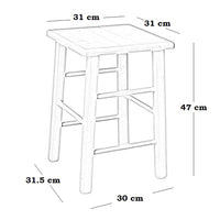 Sgabello legno con quadrato massello seduta h 47 cm noce scuro gamba dritto