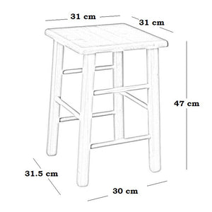 Sgabello legno con quadrato massello seduta h 47 cm noce scuro gamba dritto