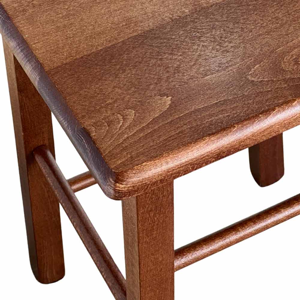 Sgabello legno con quadrato massello seduta h 47 cm noce scuro gamba dritto