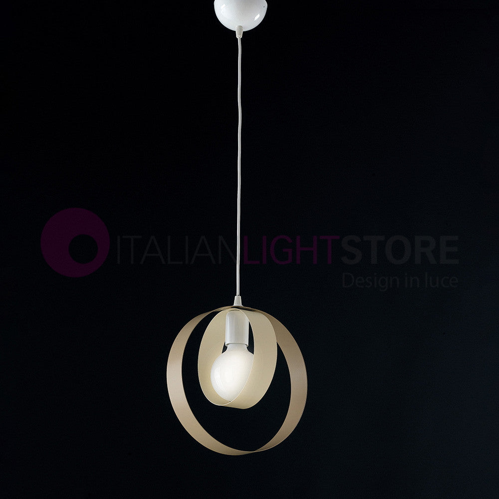 DAYTONA Lampadario Moderno a 1 Luce con cerchi metallo avorio e tortora