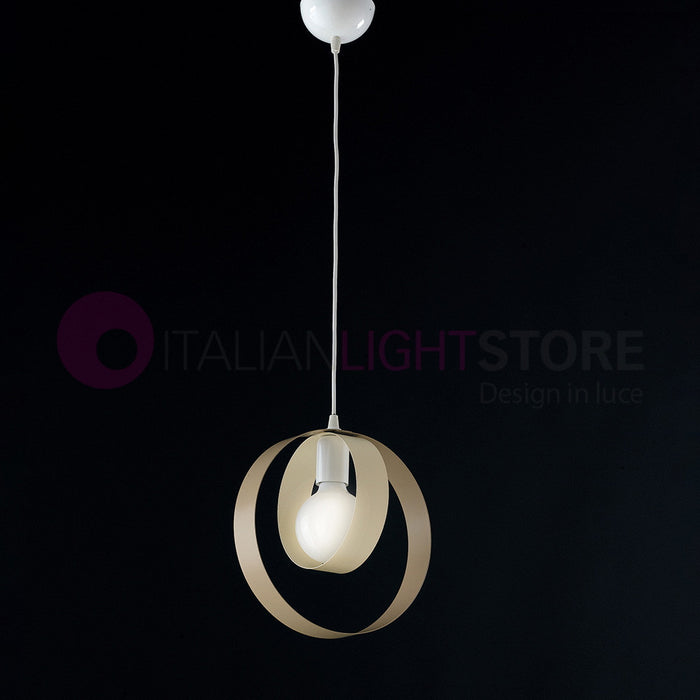 DAYTONA Lampadario Moderno a 1 Luce con cerchi metallo avorio e tortora