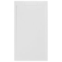 Piatto doccia in pietra SOLIDSTONE alto 2,8 cm con bordo - Bianco - Misura: 80x160 x 2,8h 