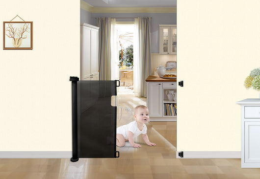 Cancelletto Bambini Barriera di Protezione Riavvolgibile 130x8x88 cm Fadi Nero