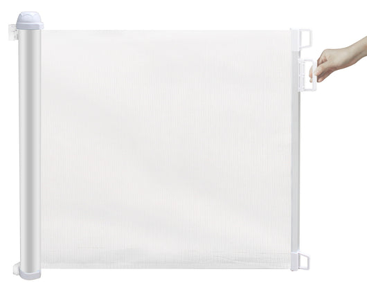 Cancelletto Bambini Barriera di Protezione Riavvolgibile 130x8x88 cm Fadi Luxe Bianco