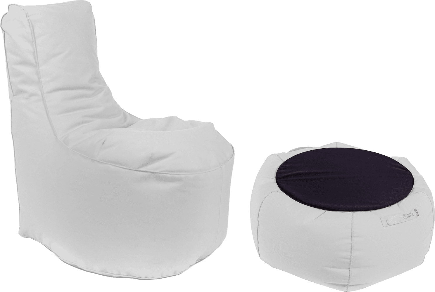 Poltrona Pouf e Tavolino in Acrilico Pomodone Bianco