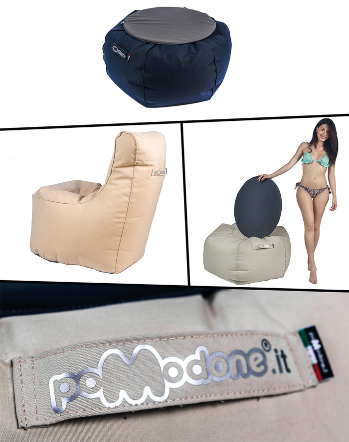 Poltrona Pouf e Tavolino in Acrilico Pomodone Bianco