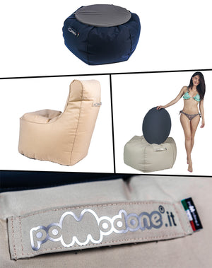 Poltrona Pouf e Tavolino in Acrilico Pomodone Verdone