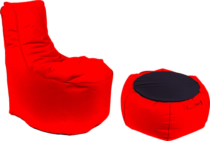 Poltrona Pouf e Tavolino in Acrilico Pomodone Rosso