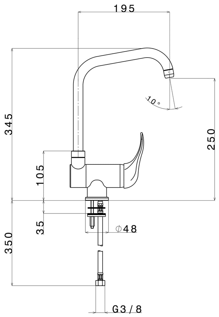 Rubinetto Cucina Miscelatore Monocomando Apell APG1111CR Sottofinestra Cromato