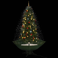 vidaXL Albero di Natale con Neve e Base a Ombrellone Verde 190 cm