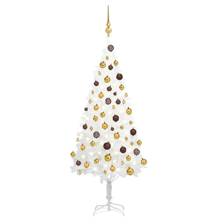 vidaXL Albero di Natale Preilluminato con Palline Bianco 120 cm