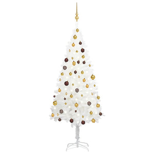 vidaXL Albero di Natale Preilluminato con Palline Bianco 180 cm