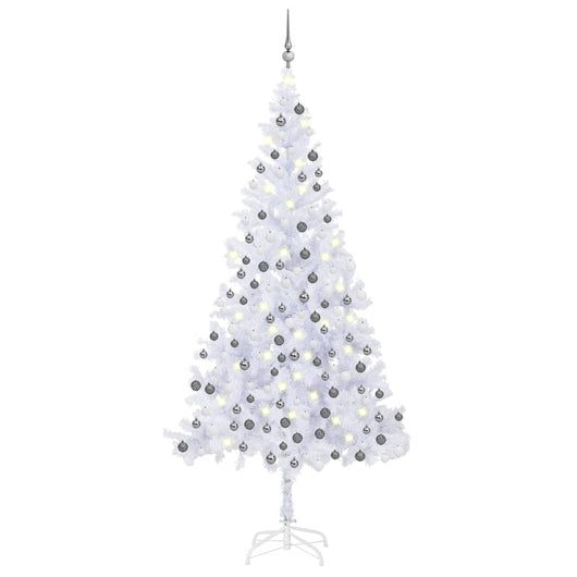 vidaXL Albero di Natale Preilluminato Palline Bianco 210 cm 910 Rami